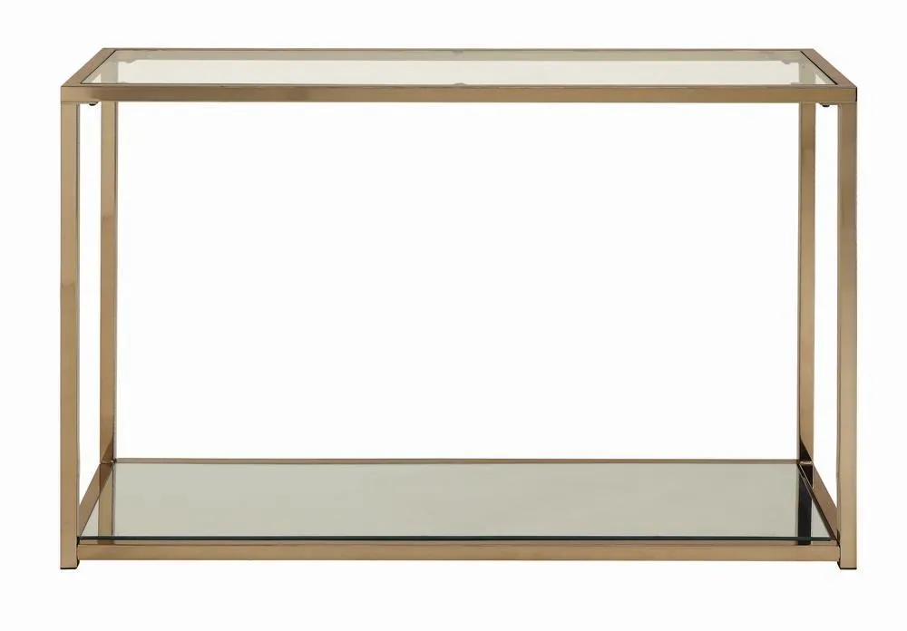 Cora Sofa Table with Mirror Shelf Chocolate Chrome