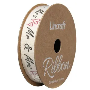 Cotton Ribbon, Mr Mrs Black Red- 15mm x 3m