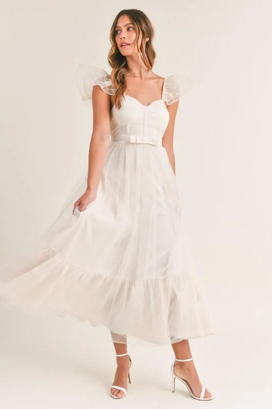 Cream Ruffle Maxi Dress