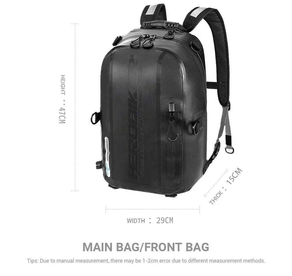 Cycling Bags Moto Travel Bag PVC Soft Waterpoof Bucket Bags Motorcycle Bag Riding Motorbike Rear Package Luggage Backpack Men