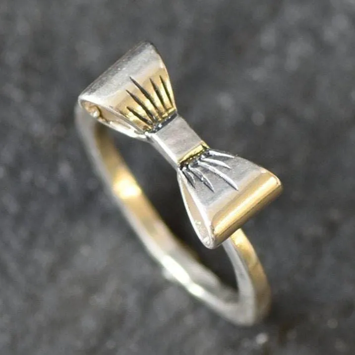 Dainty Ribbon Ring - Silver Bow Ring - Cute Ribbon Ring