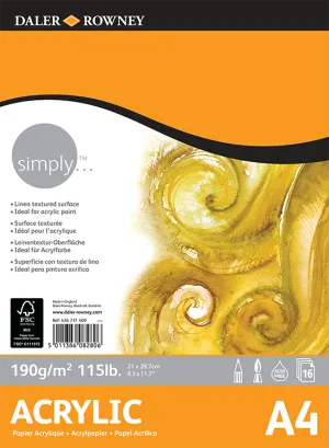 Daler Rowney Simply Acrylic Pad A4 - (16 Sheets)