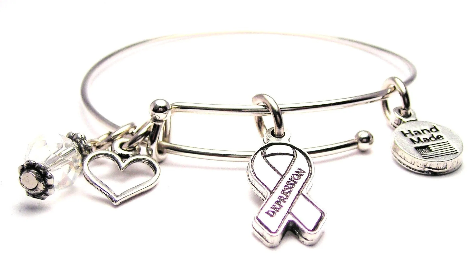 Depression Awareness Ribbon Bangle Bracelet