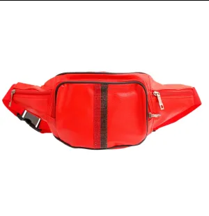 Designer Inspired Stripe Red Fanny Pack