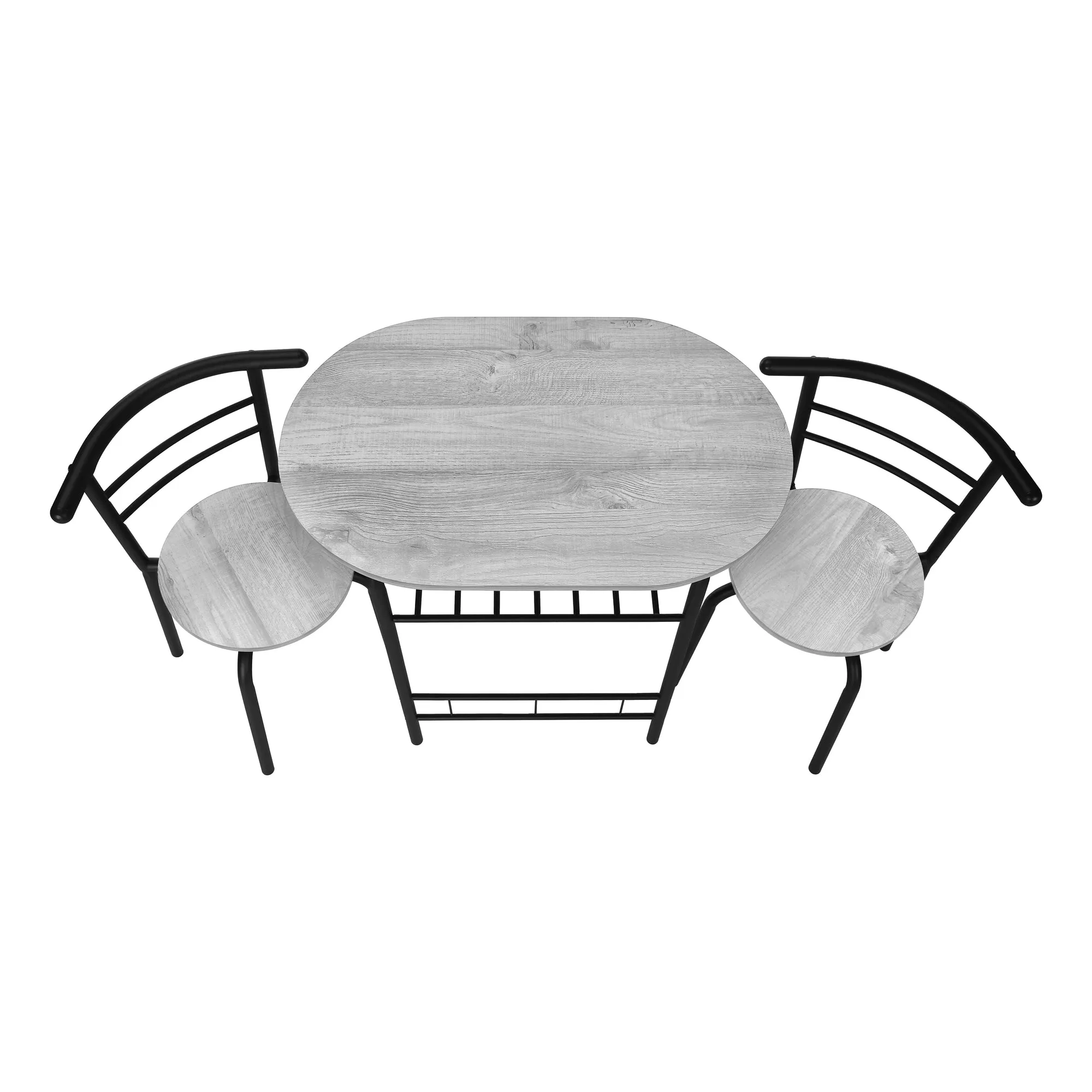 Dining Table Set, 3pcs Set, Small, 32" L, Kitchen, Grey Laminate, Black Metal, Contemporary, Modern