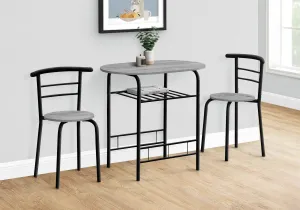 Dining Table Set, 3pcs Set, Small, 32" L, Kitchen, Grey Laminate, Black Metal, Contemporary, Modern