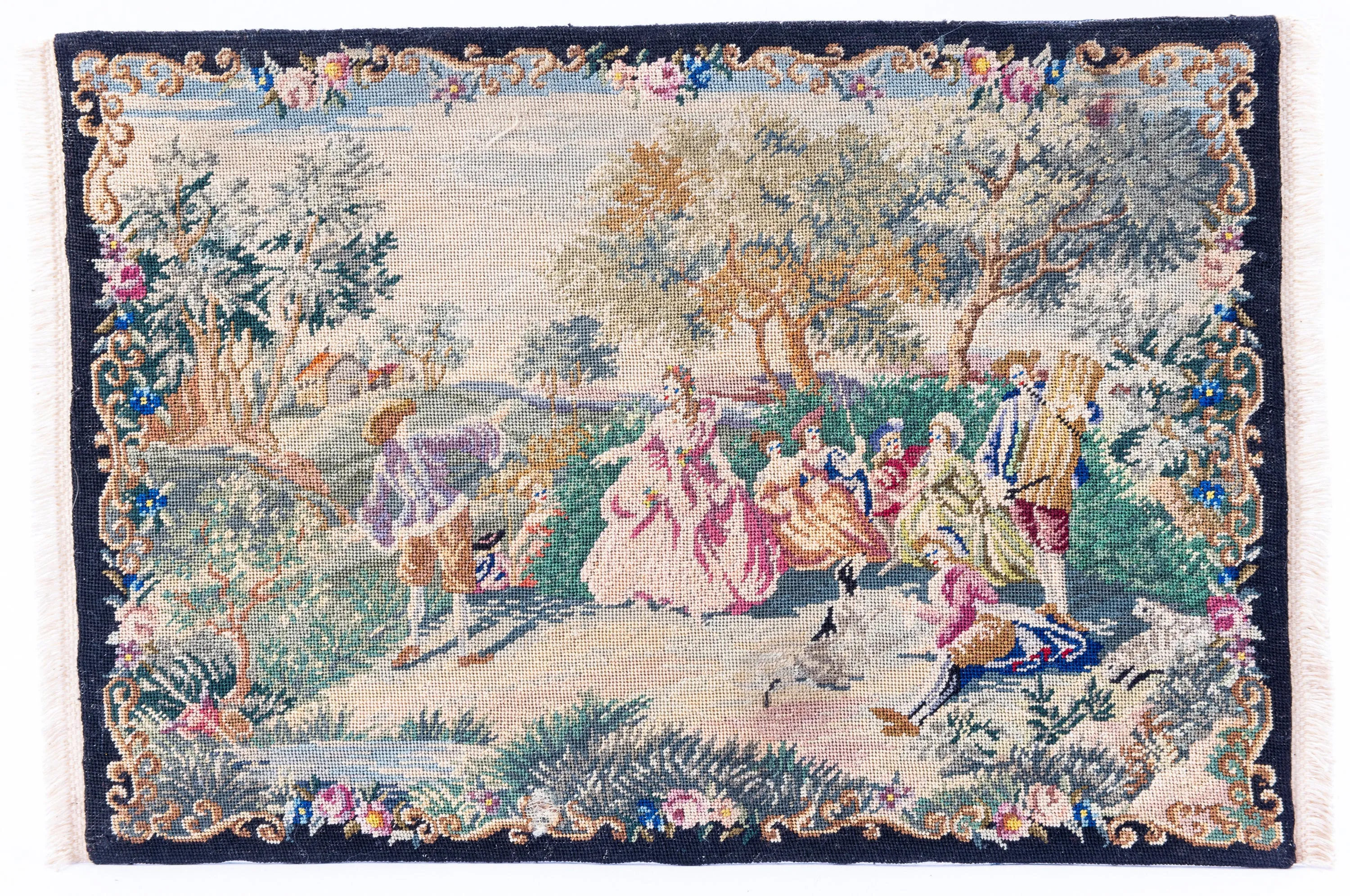 Dollhouse Miniature ~ Vintage Beautiful Tapestry of 17th Century 8 1/2" x 5 3/4" - Lee Lefkowitz Estate