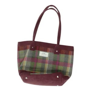 Earth Squared Womens Purple Check Tote Bag | Handbag Designer Bag VTG