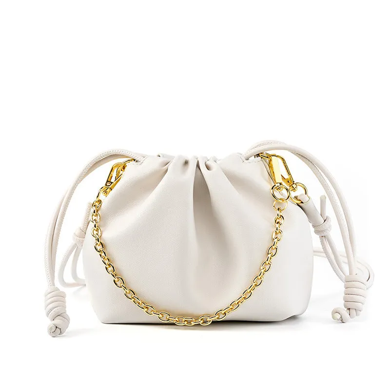 Elegant Cowhide Leather Bucket Bag