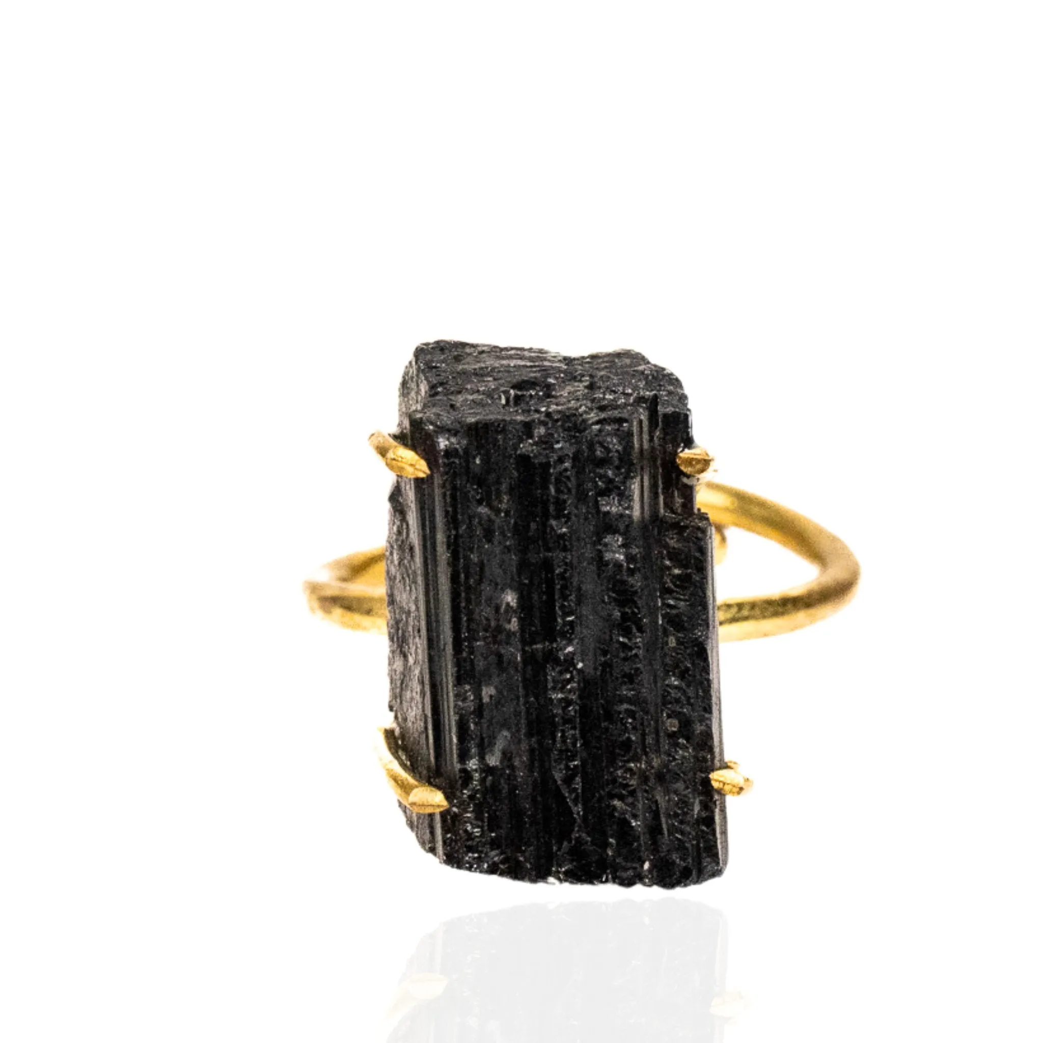 Energy Crystal Adjustable Ring - Raw Black Tourmaline