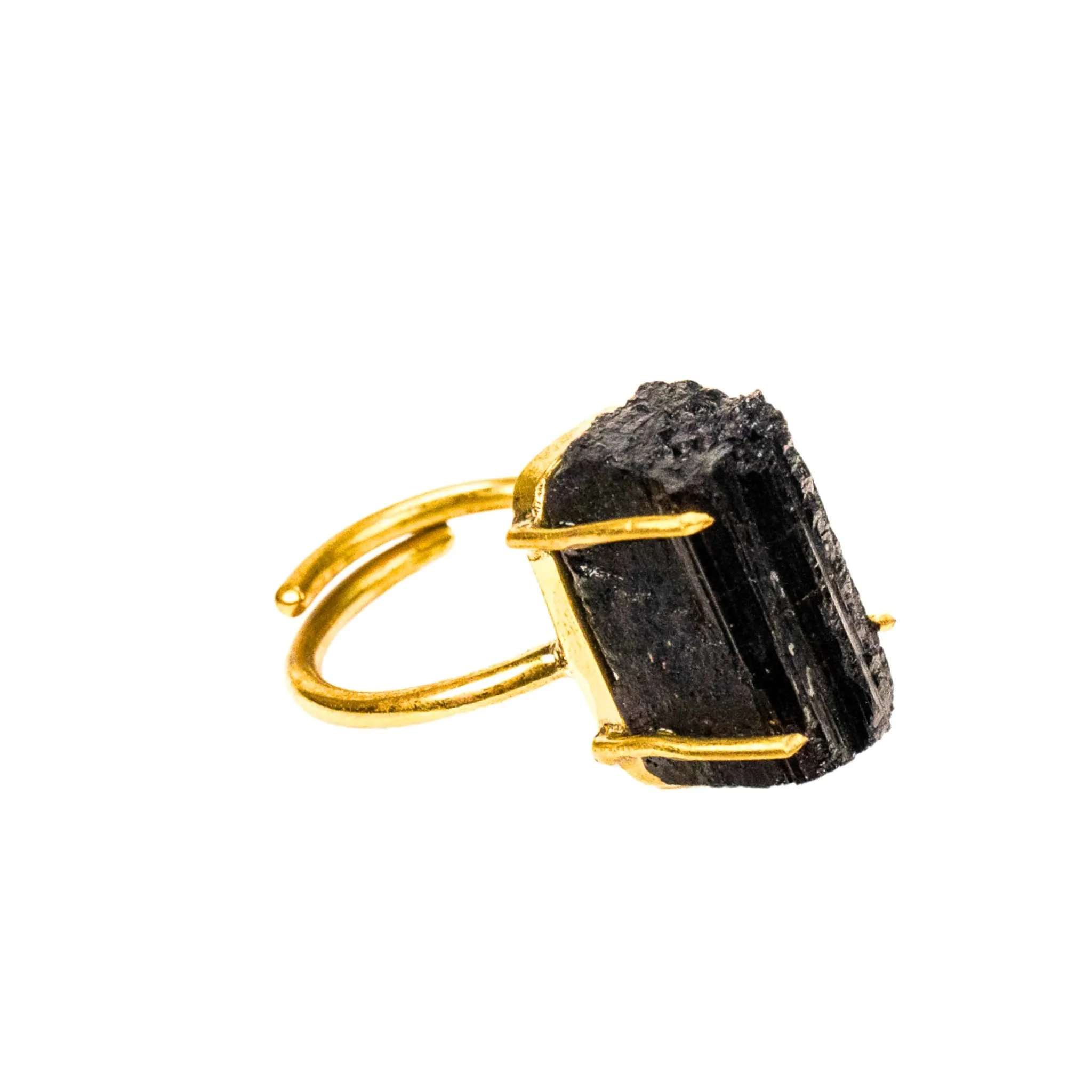 Energy Crystal Adjustable Ring - Raw Black Tourmaline