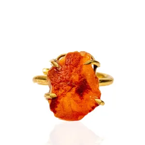 Energy Crystal Adjustable Ring - Raw Red Carnelian