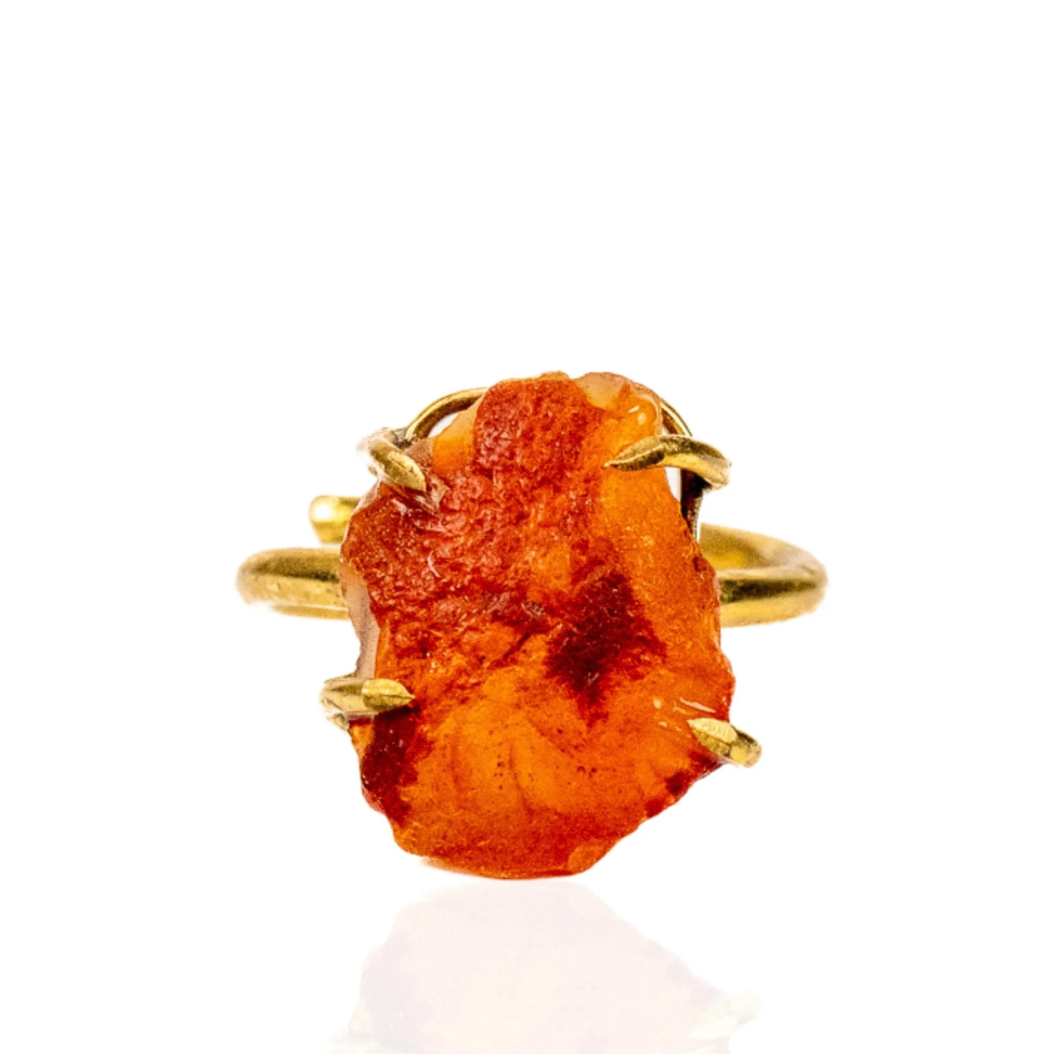 Energy Crystal Adjustable Ring - Raw Red Carnelian