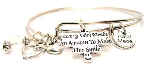 Every Girl Needs An Air Man To Make Her Smile Expandable Bangle Bracelet Set