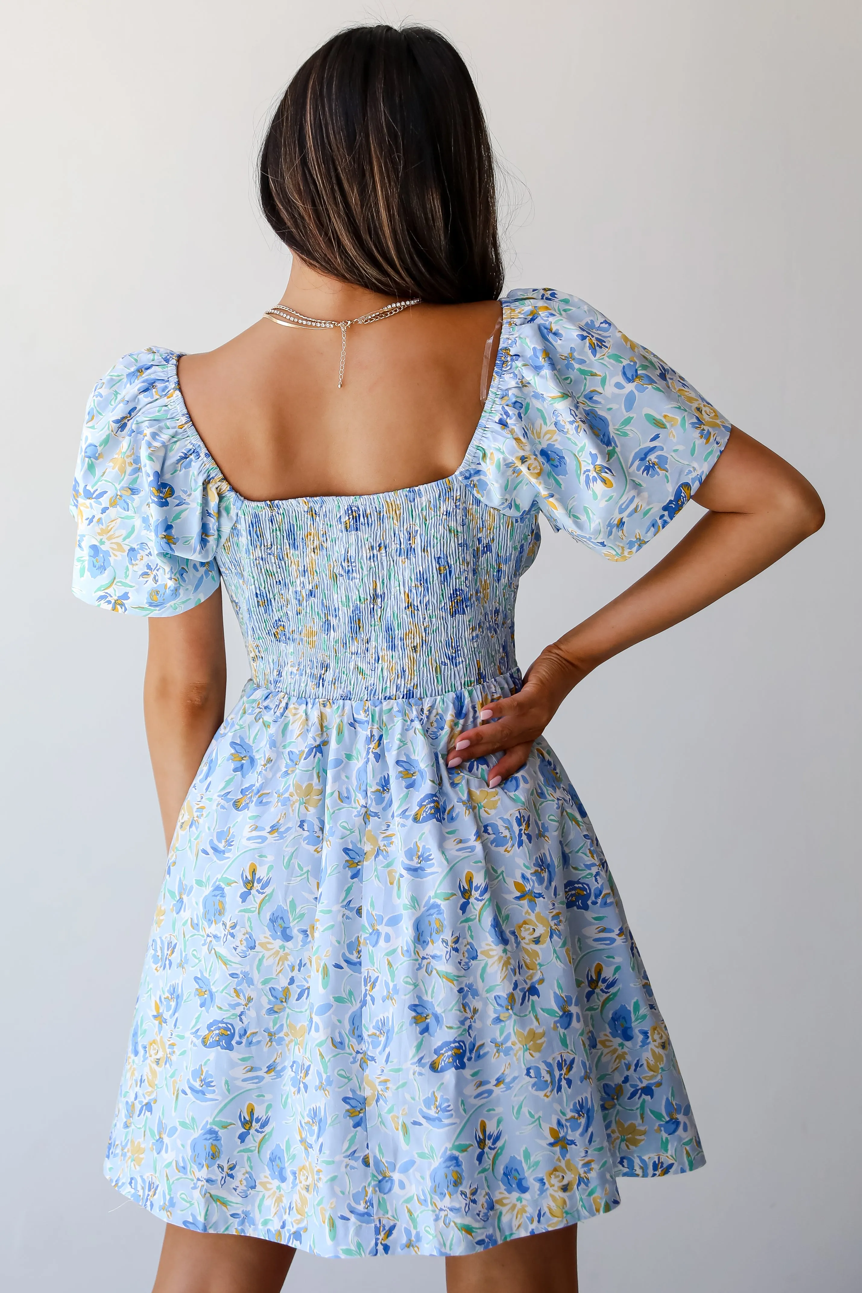 Exceedingly Gorgeous Blue Floral Mini Dress