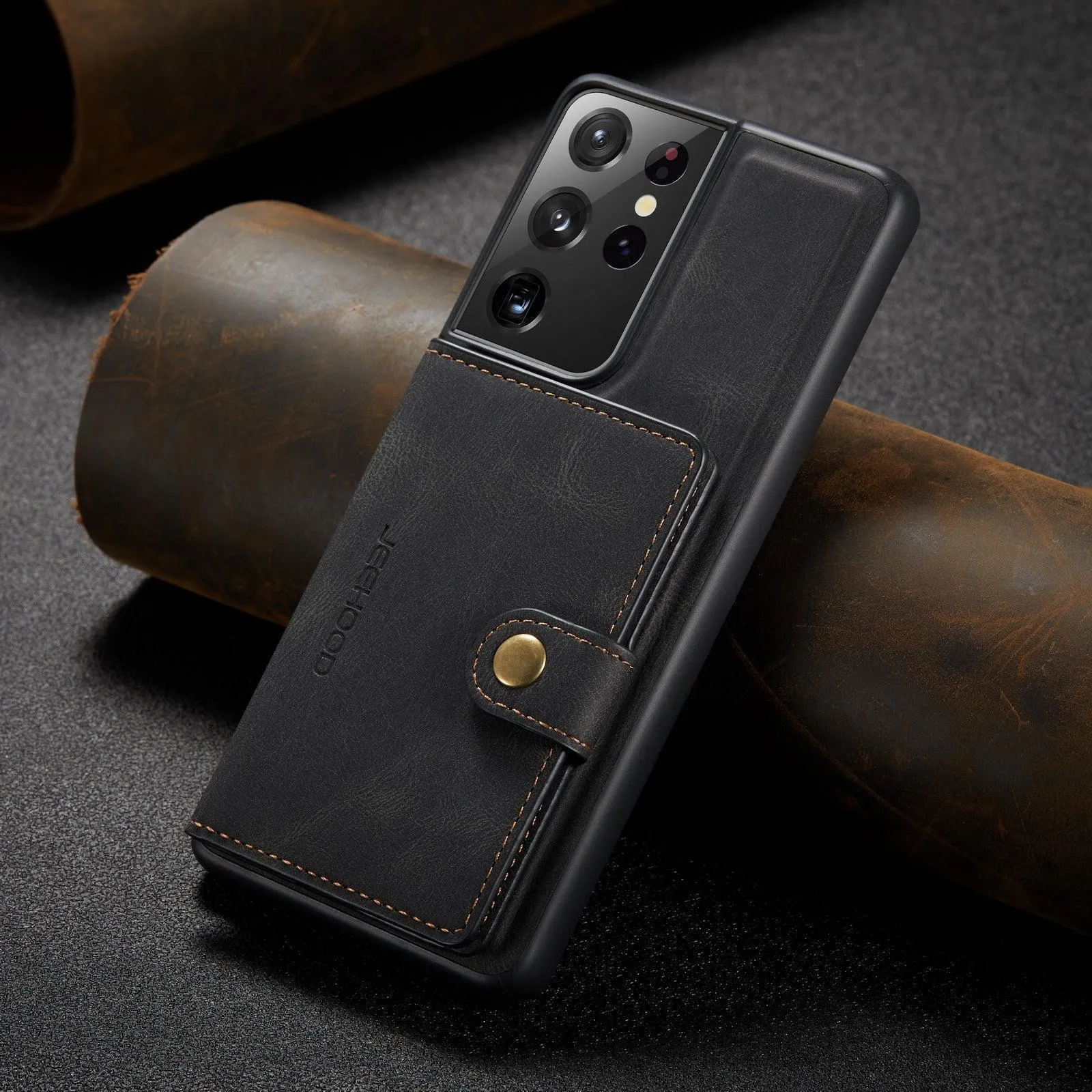 Faux Leather Phone Case With Magnetic Wallet