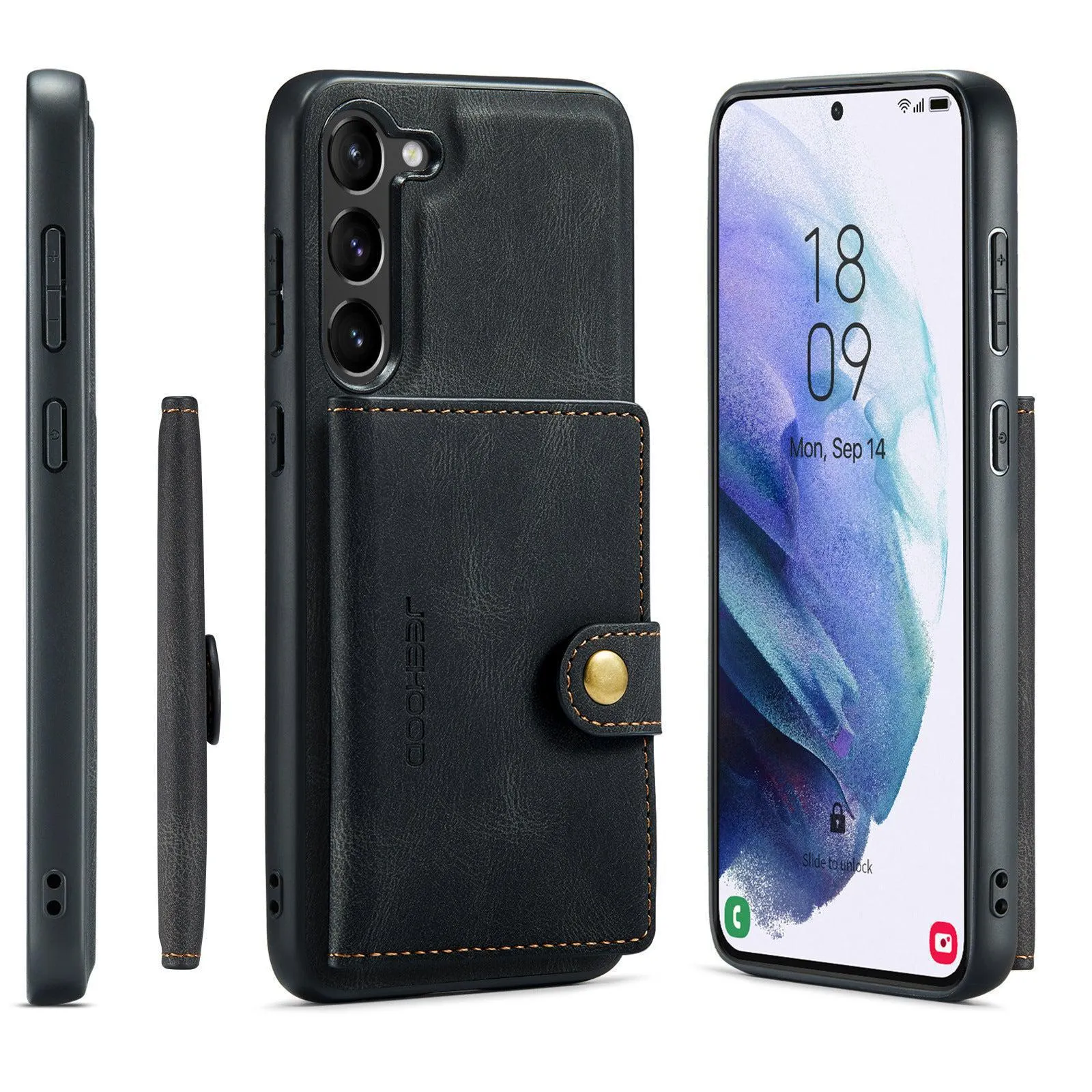 Faux Leather Phone Case With Magnetic Wallet