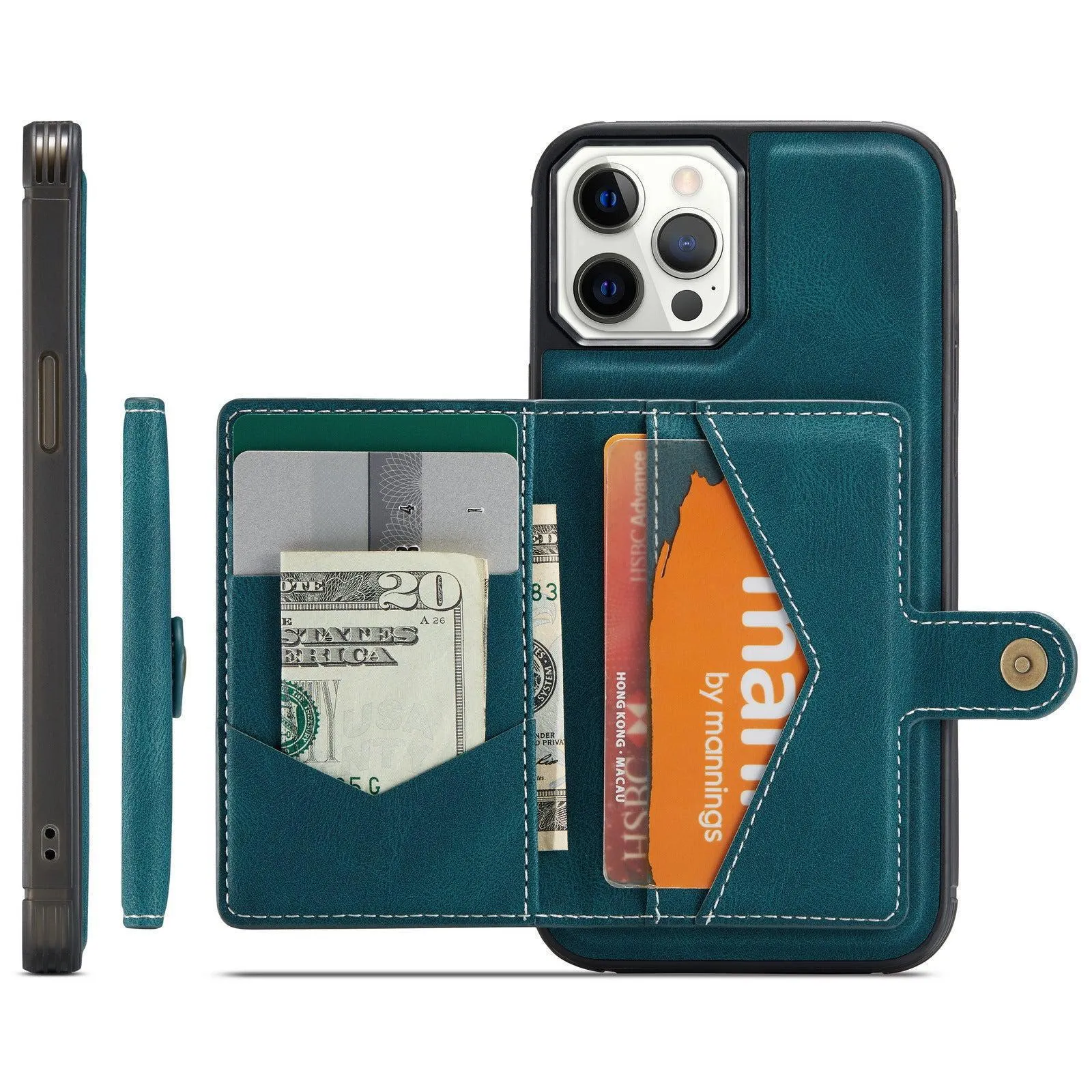 Faux Leather Phone Case With Magnetic Wallet