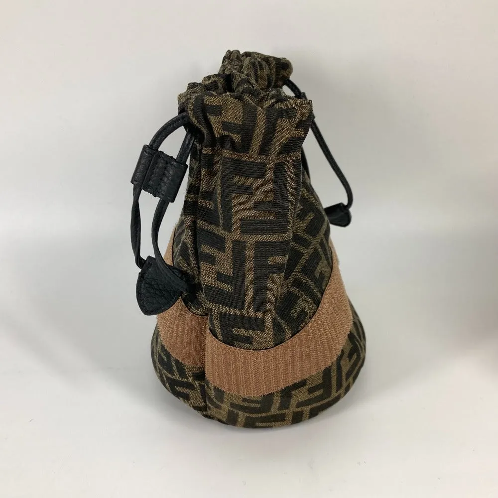 FENDI hat FXQ891 leather beige Handbag AIJE RAFFIA BUCKET Hat Bucket hat & drawstring bag Women Used