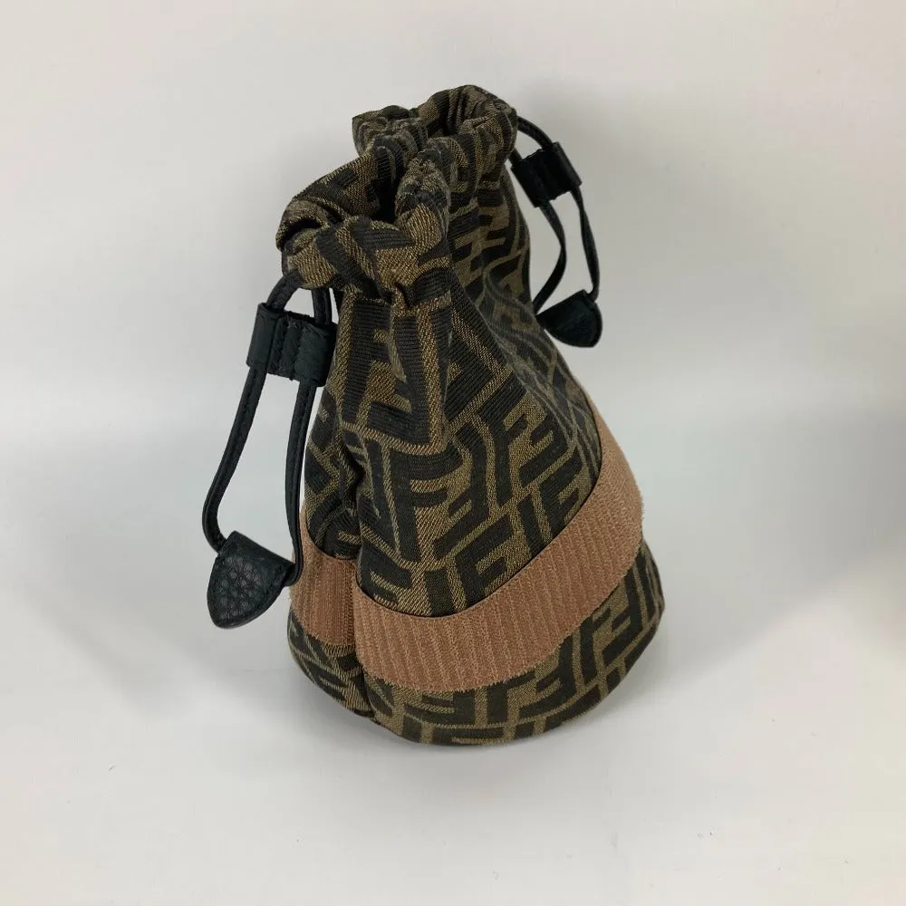 FENDI hat FXQ891 leather beige Handbag AIJE RAFFIA BUCKET Hat Bucket hat & drawstring bag Women Used