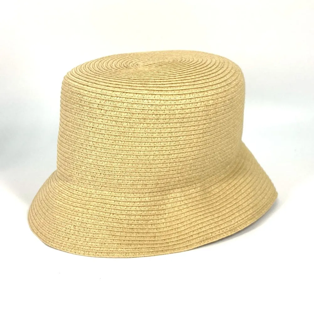 FENDI hat FXQ891 leather beige Handbag AIJE RAFFIA BUCKET Hat Bucket hat & drawstring bag Women Used