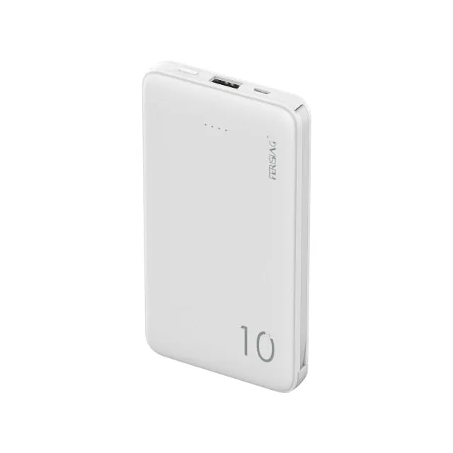 FERISING With Cable Power Bank 10000mAh USB Portable Charger PowerBank External Battery Charging Pack For iPhone Samsung Xiaomi