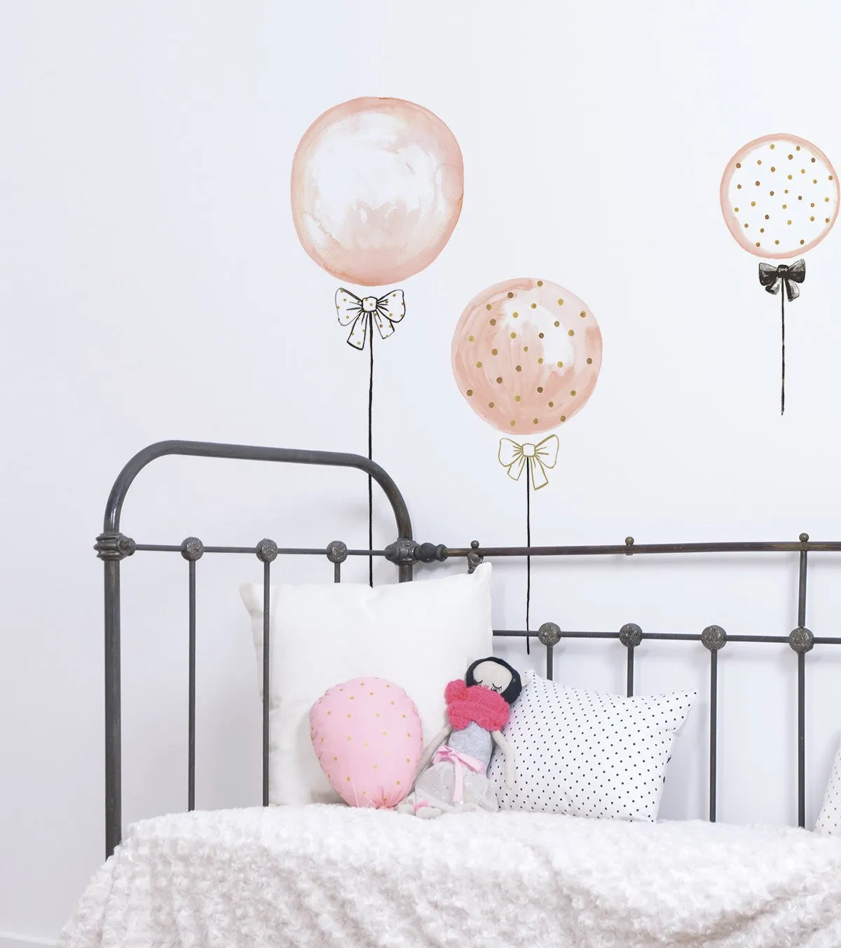 Flamingo - Big Wall Decals - Pink Balloons With Golden Polka Dots