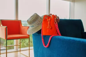 Fritz Italian Leather Bucket Bag Tangerine