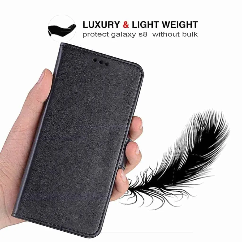 Galaxy S8 Plus Wallet Case Black Luxury Leather Protective Case