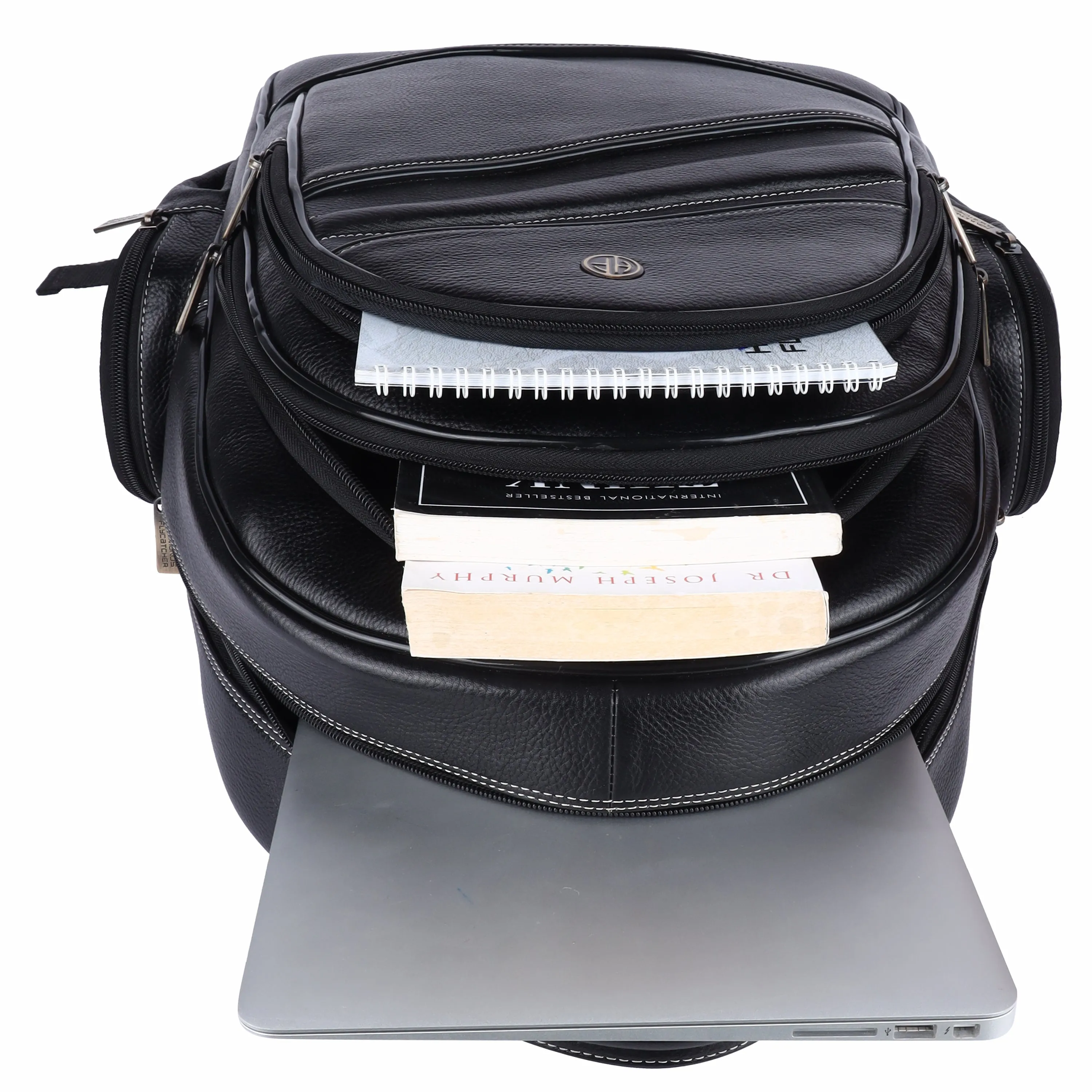 Genuine Leather Laptop Backpack with Multiple Compartments - Fits up to 16 Inch Laptop/MacBook