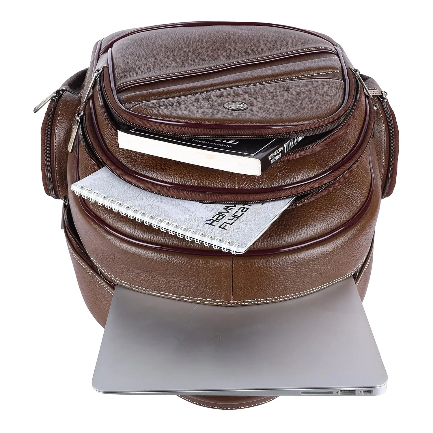 Genuine Leather Laptop Backpack with Multiple Compartments - Fits up to 16 Inch Laptop/MacBook