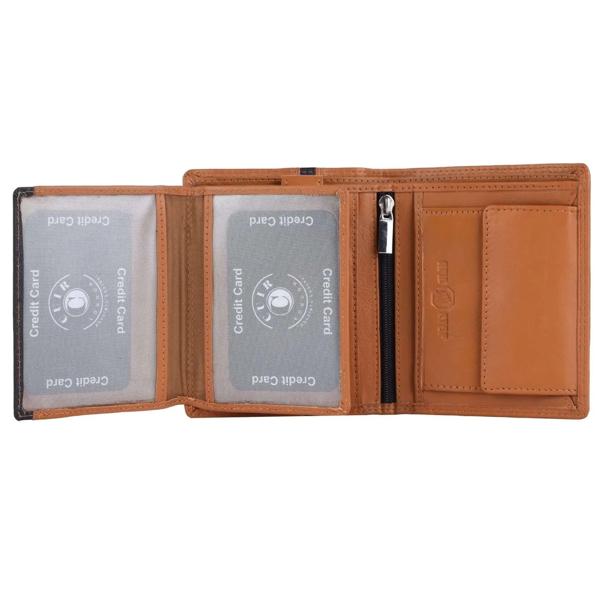 Genuine Light Brown RFID Wallet for Men | Buff and Cow Leather | 6 Pockets