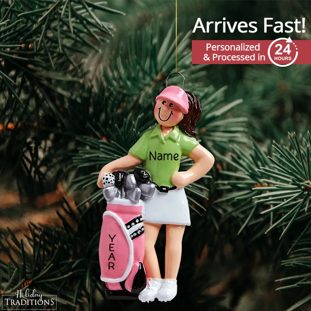 Girl Golfer Christmas Ornament