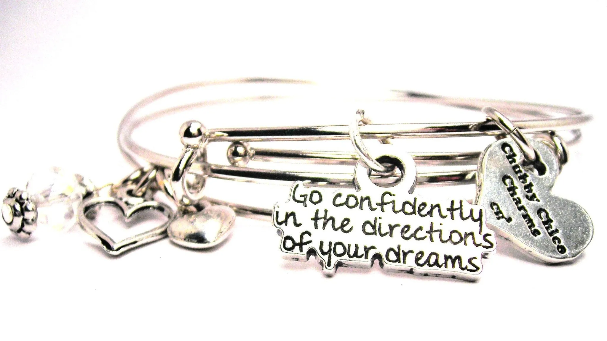 Go Confidently In The Directions Of Your Dreams Expandable Bangle Bracelet Set