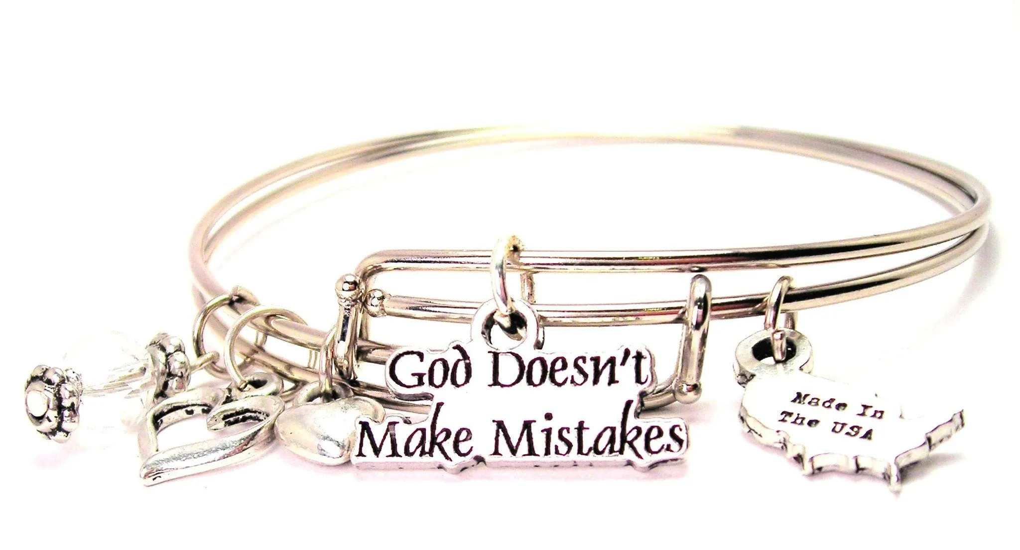 God Doesnt Make Mistakes Expandable Bangle Bracelet Set