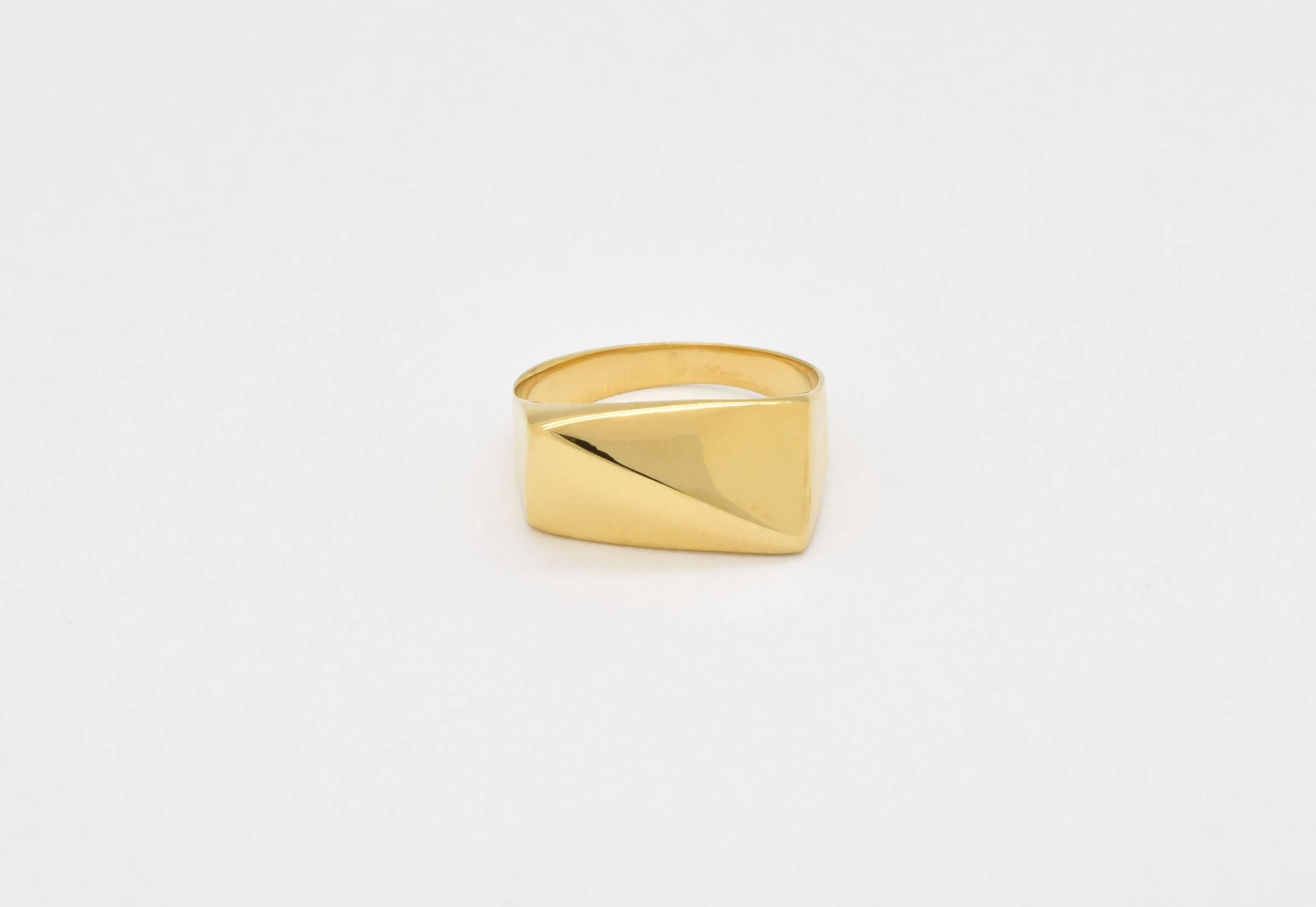 Gold Asymmetric Ring - Geometric Signet Ring - Modern Chunky Band