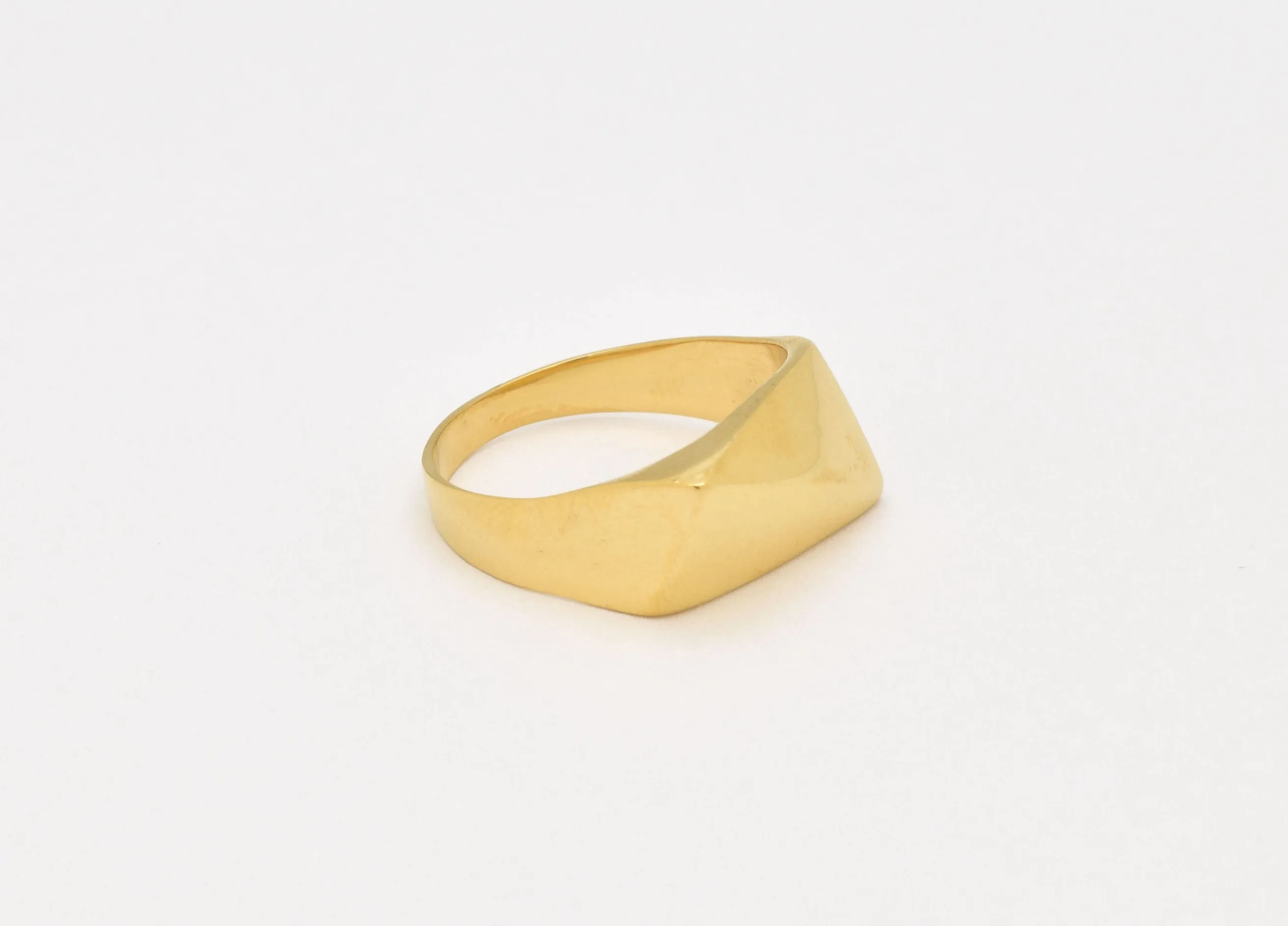 Gold Asymmetric Ring - Geometric Signet Ring - Modern Chunky Band