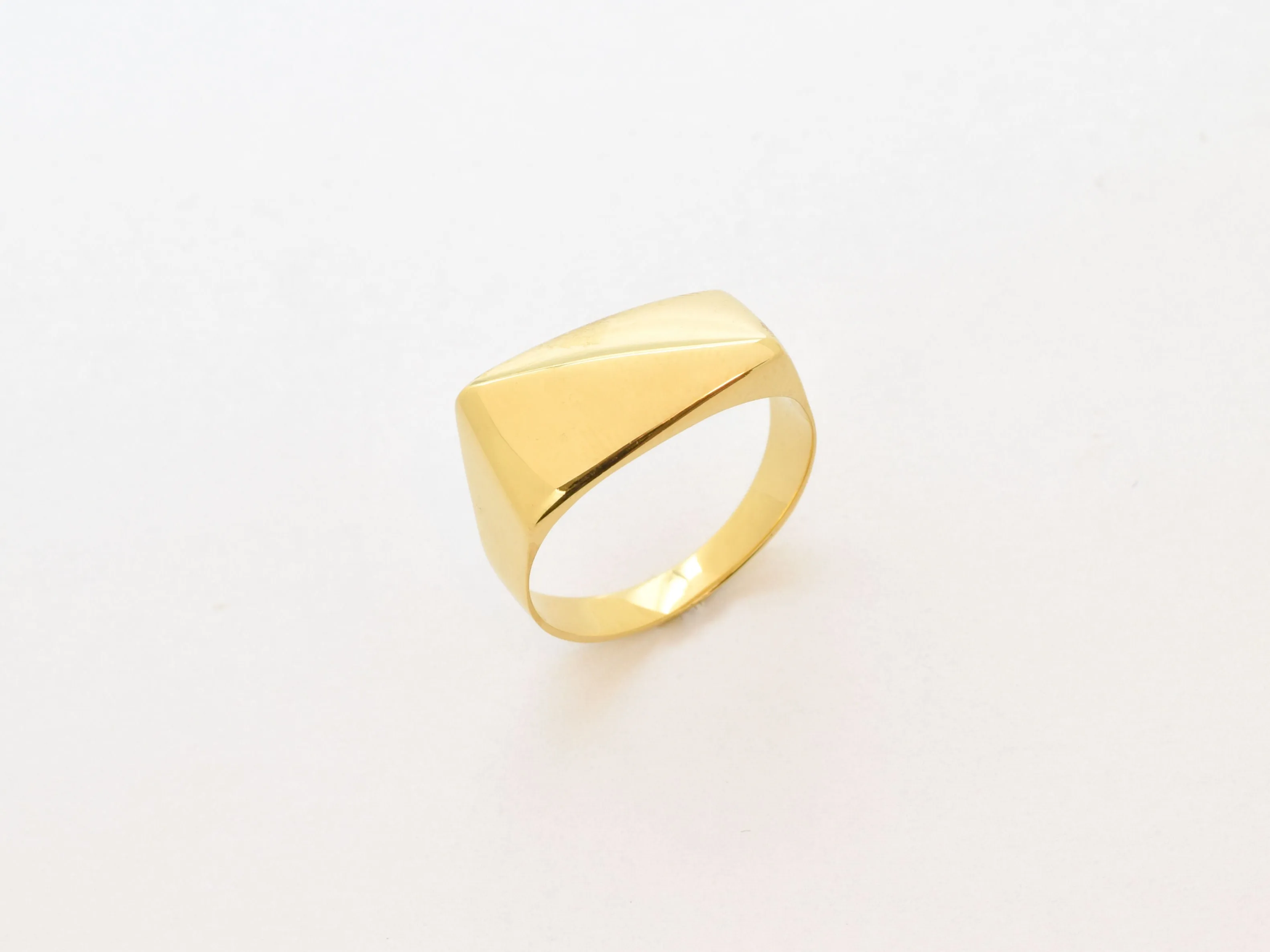 Gold Asymmetric Ring - Geometric Signet Ring - Modern Chunky Band