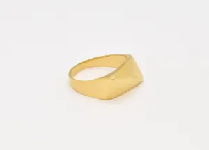 Gold Asymmetric Ring - Geometric Signet Ring - Modern Chunky Band