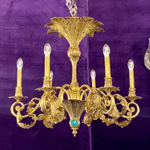 Gorgeous Cast Brass Chandelier - SOLD