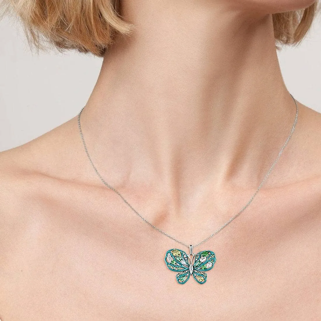 Gorgeous Green Spinel Butterfly Pendant