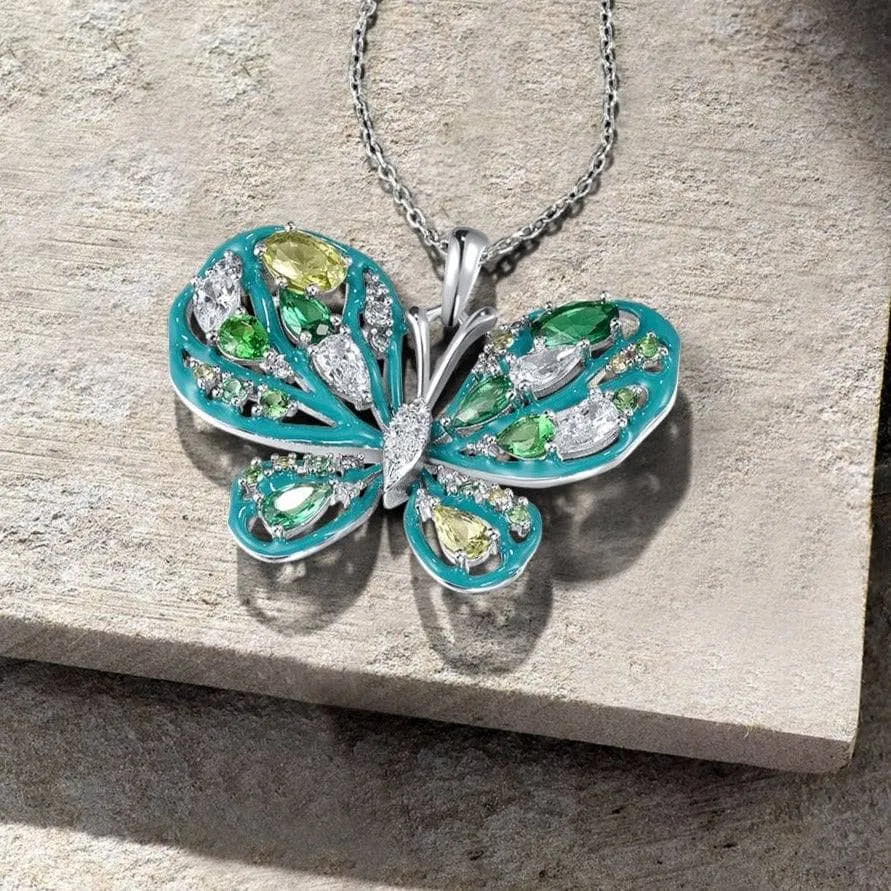 Gorgeous Green Spinel Butterfly Pendant