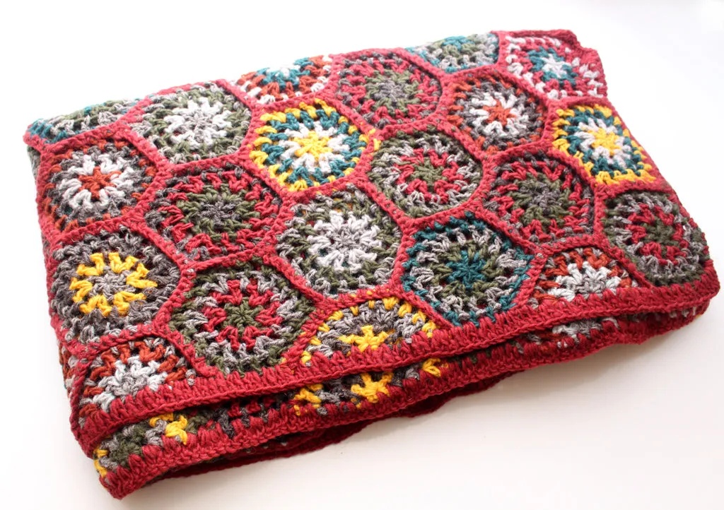 Gorgeous Hand Crochet Red and Yellow Multicolor Woolen Blanket