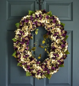 Gorgeous Purple Oval Hydrangea Door Wreath