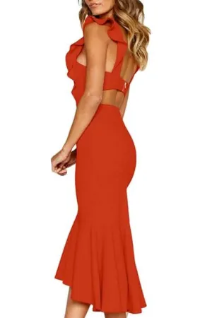 Gorgeous Scarlet Ruffled Mermaid Formal Gown