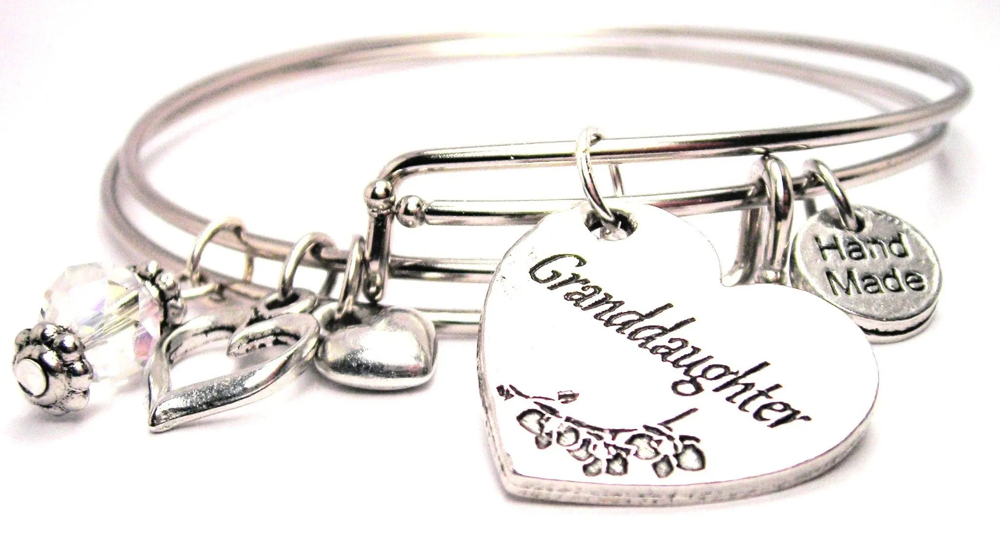 Granddaughter Heart Expandable Bangle Bracelet Set