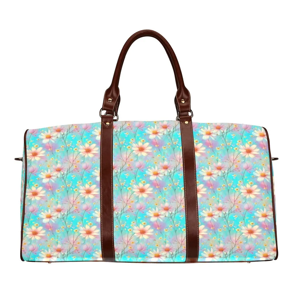 Green Floral Waterproof Travel Bag/Small (Model 1639)