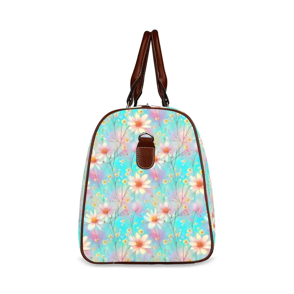 Green Floral Waterproof Travel Bag/Small (Model 1639)