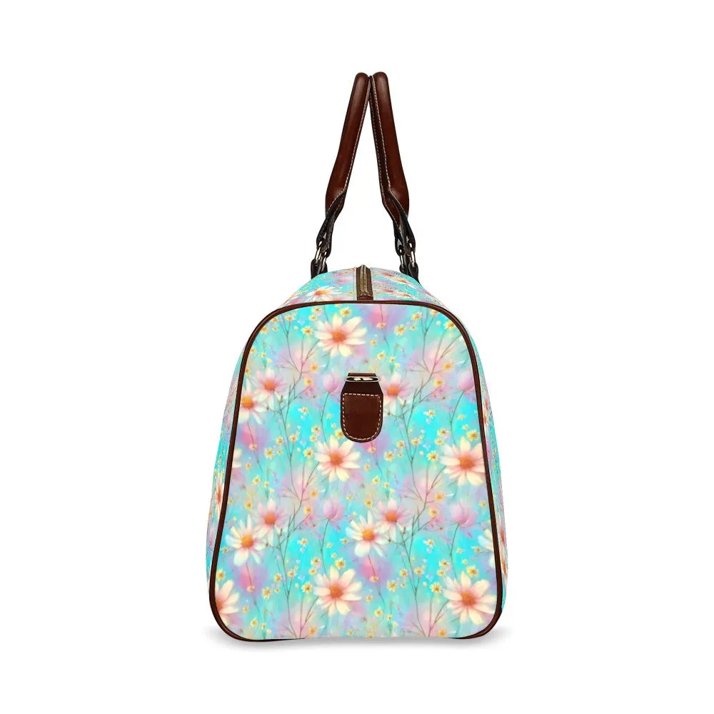 Green Floral Waterproof Travel Bag/Small (Model 1639)