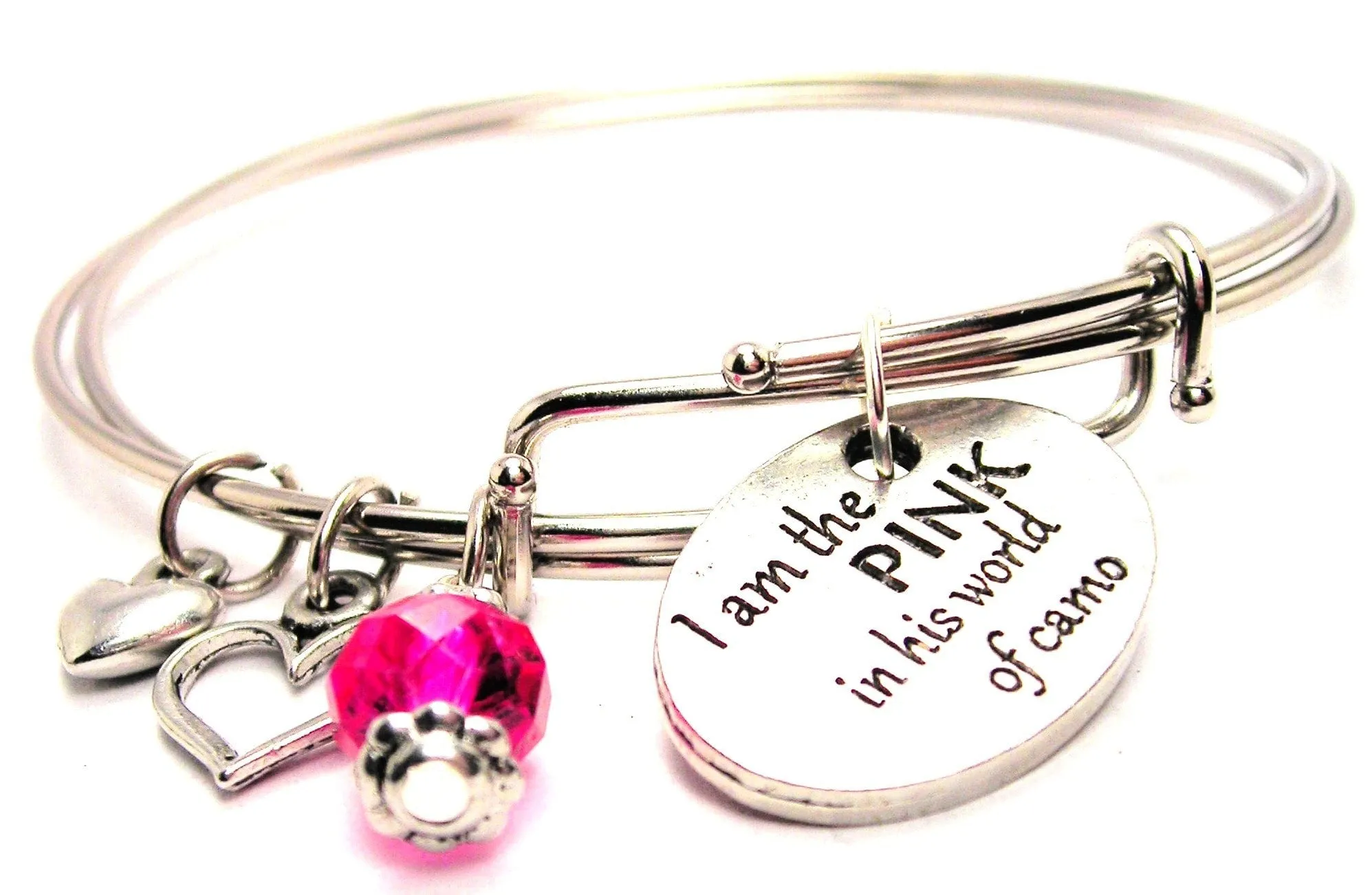 I Am The Pink In His World Of Camo Expandable Bangle Bracelet Set